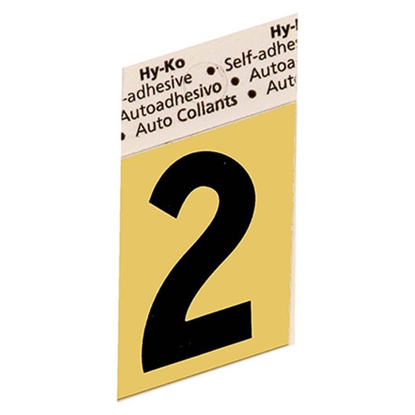 Hy-Ko 1.5In Gold Aluminum Number 2, 10PK B00248